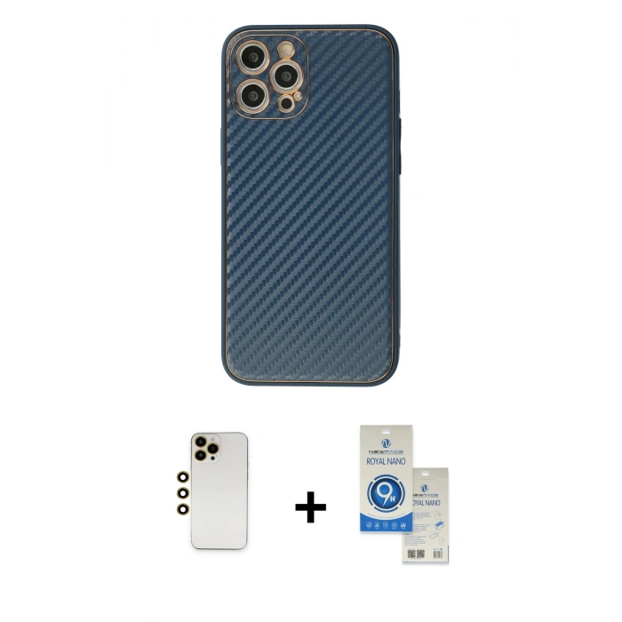 MARSİLYAN™- iPhone 12 Pro Max Kılıf Ahenk Işık - Şeffaf Royal Nano Ekran Koruyucu + Shine Kamera Lens - GD