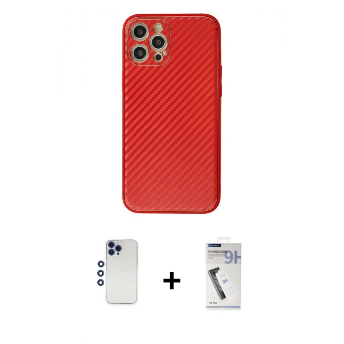 MARSİLYAN™- iPhone 12 Pro Max Kılıf Ahenk Işık - Şeffaf Uv Polymer Nano Ekran Koruyucu + Shine Kamera Lens - LT