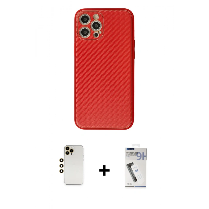 MARSİLYAN™- iPhone 12 Pro Max Kılıf Ahenk Işık - Şeffaf Uv Polymer Nano Ekran Koruyucu + Shine Kamera Lens - GD