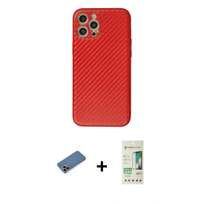 MARSİLYAN™- iPhone 12 Pro Max Kılıf Ahenk Işık - Siyah 20D Premium Cam Ekran Koruyucu + Shine Kamera Lens Koruma Cam - GD