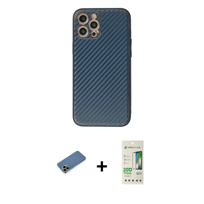 MARSİLYAN™- iPhone 12 Pro Max Kılıf Ahenk Işık - Siyah 20D Premium Cam Ekran Koruyucu + Shine Kamera Lens Koruma Cam - GD