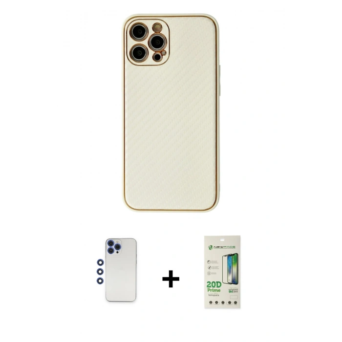 MARSİLYAN™- iPhone 12 Pro Max Kılıf Ahenk Işık - Siyah 20D Premium Cam Ekran Koruyucu + Shine Kamera Lens - LT