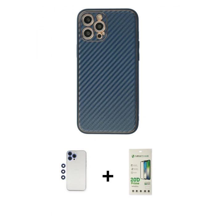 MARSİLYAN™- iPhone 12 Pro Max Kılıf Ahenk Işık - Siyah 20D Premium Cam Ekran Koruyucu + Shine Kamera Lens - LT
