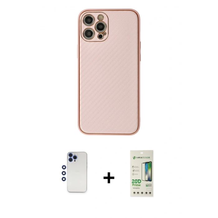 MARSİLYAN™- iPhone 12 Pro Max Kılıf Ahenk Işık - Siyah 20D Premium Cam Ekran Koruyucu + Shine Kamera Lens - LT