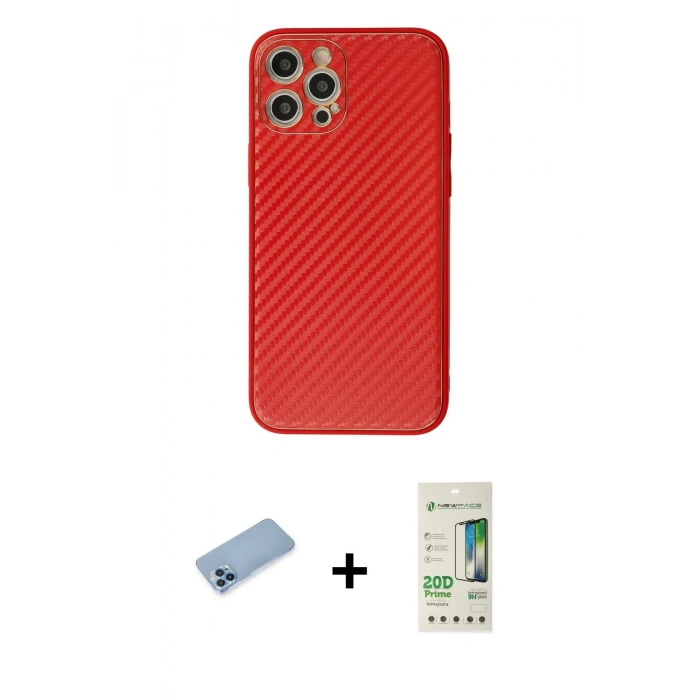 MARSİLYAN™- iPhone 12 Pro Max Kılıf Ahenk Işık - Siyah 20D Premium Cam Ekran Koruyucu + Shine Kamera Lens Koruma Cam - MI