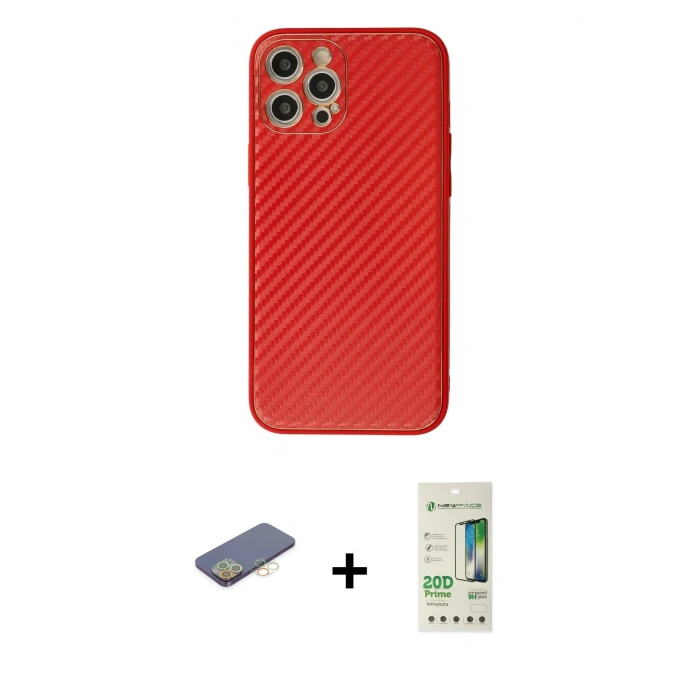 MARSİLYAN™- iPhone 12 Pro Max Kılıf Ahenk Işık - Siyah 20D Premium Cam Ekran Koruyucu + Renkli Kamera Lens Koruma Cam - SI