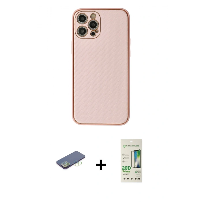 MARSİLYAN™- iPhone 12 Pro Max Kılıf Ahenk Işık - Siyah 20D Premium Cam Ekran Koruyucu + Renkli Kamera Lens Koruma Cam - YL