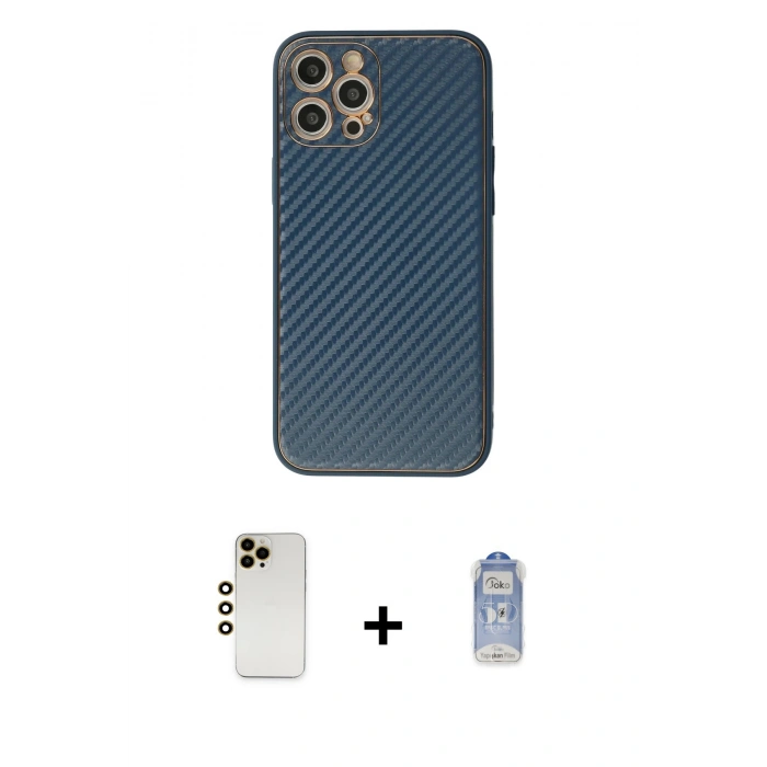MARSİLYAN™- iPhone 12 Pro Max Kılıf Ahenk Işık - Siyah Joko Magic 5D Cam + Shine Kamera Lens - GD
