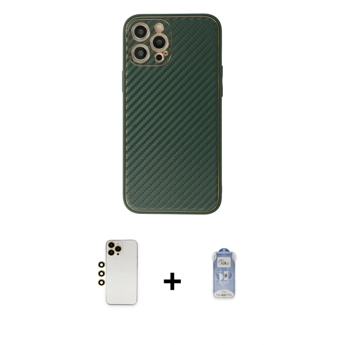MARSİLYAN™- iPhone 12 Pro Max Kılıf Ahenk Işık - Siyah Joko Magic 5D Cam + Shine Kamera Lens - GD