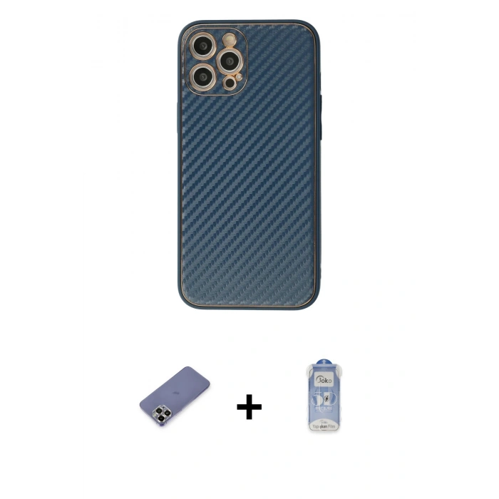 MARSİLYAN™- iPhone 12 Pro Max Kılıf Ahenk Işık - Siyah Joko Magic 5D Cam + Metal Kamera Lens Koruma Cam - GD