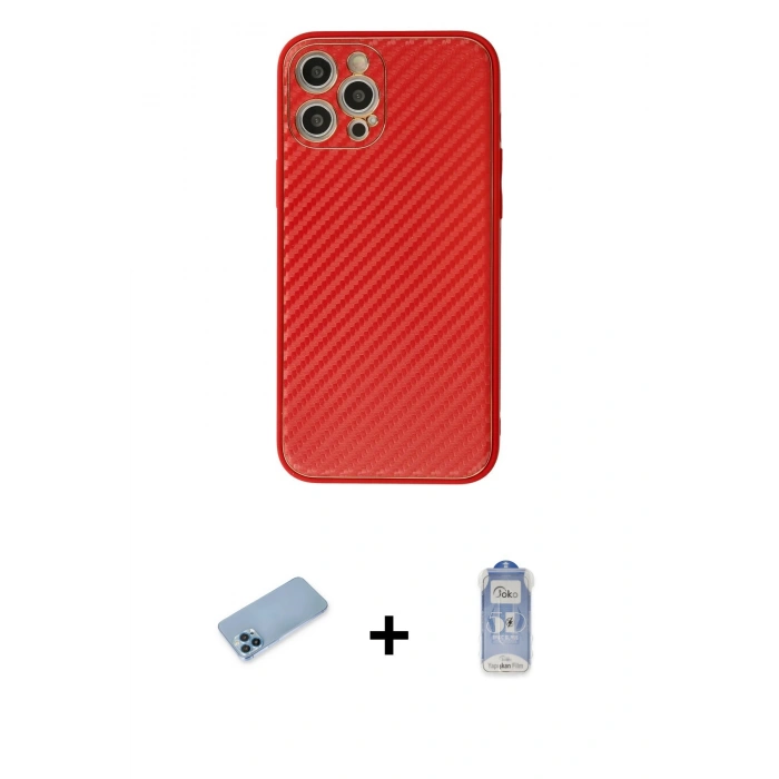 MARSİLYAN™- iPhone 12 Pro Max Kılıf Ahenk Işık - Siyah Joko Magic 5D Cam + Shine Kamera Lens Koruma Cam - MI