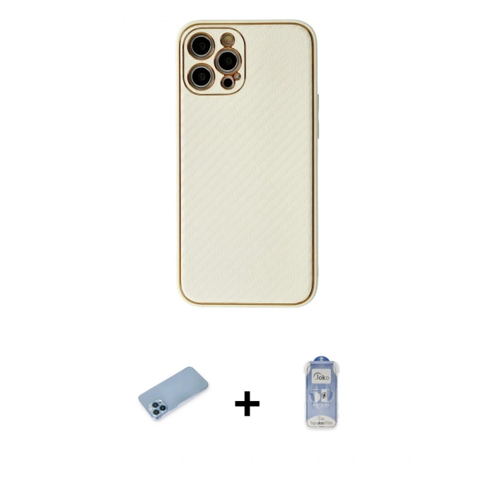 MARSİLYAN™- iPhone 12 Pro Max Kılıf Ahenk Işık - Siyah Joko Magic 5D Cam + Shine Kamera Lens Koruma Cam - MI