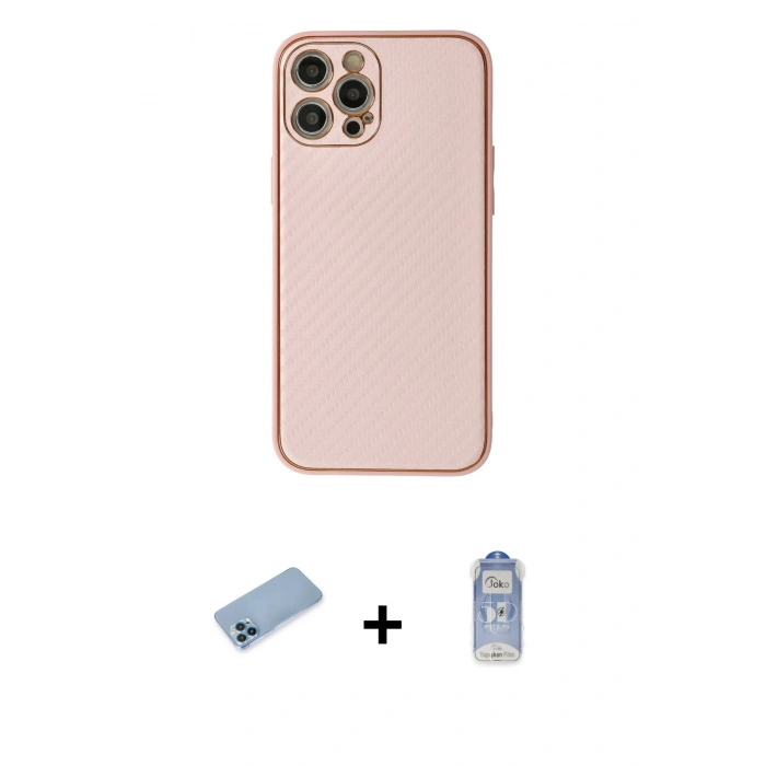 MARSİLYAN™- iPhone 12 Pro Max Kılıf Ahenk Işık - Siyah Joko Magic 5D Cam + Shine Kamera Lens Koruma Cam - MI