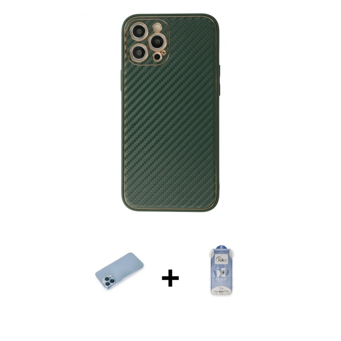 MARSİLYAN™- iPhone 12 Pro Max Kılıf Ahenk Işık - Siyah Joko Magic 5D Cam + Shine Kamera Lens Koruma Cam - MI