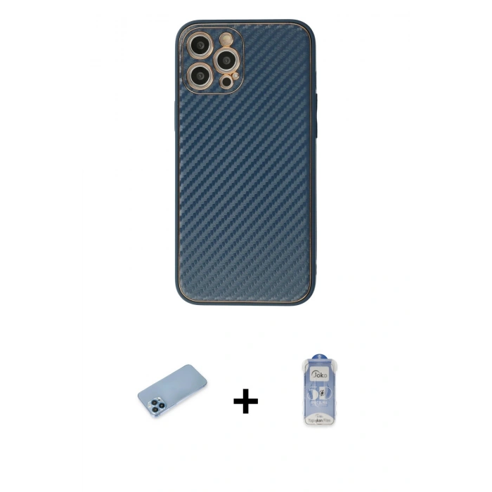 MARSİLYAN™- iPhone 12 Pro Max Kılıf Ahenk Işık - Siyah Joko Magic 5D Cam + Shine Kamera Lens Koruma Cam - MI