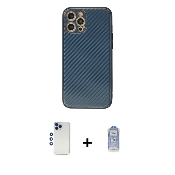 MARSİLYAN™- iPhone 12 Pro Max Kılıf Ahenk Işık - Siyah Joko Magic 5D Cam + Shine Kamera Lens - LT