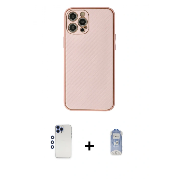 MARSİLYAN™- iPhone 12 Pro Max Kılıf Ahenk Işık - Siyah Joko Magic 5D Cam + Shine Kamera Lens - LT