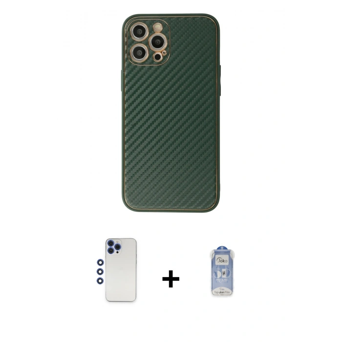MARSİLYAN™- iPhone 12 Pro Max Kılıf Ahenk Işık - Siyah Joko Magic 5D Cam + Shine Kamera Lens - LT