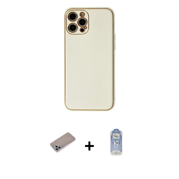 MARSİLYAN™- iPhone 12 Pro Max Kılıf Ahenk Işık - Siyah Joko Magic 5D Cam + Sierra Blue Shine Kamera Lens Koruma Cam