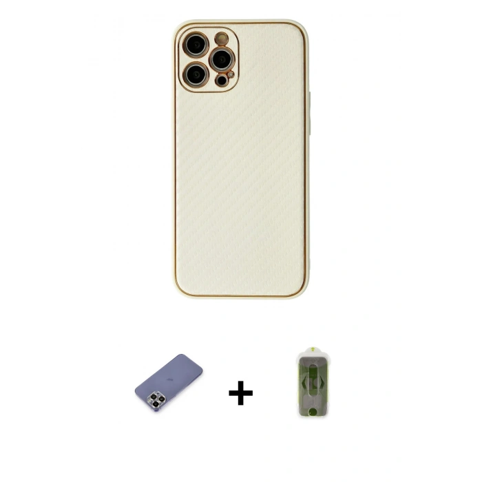 MARSİLYAN™- iPhone 12 Pro Max Kılıf Ahenk Işık - Siyah Joko Magic 5D Hayalet Cam + Metal Kamera Lens Koruma Cam - GD