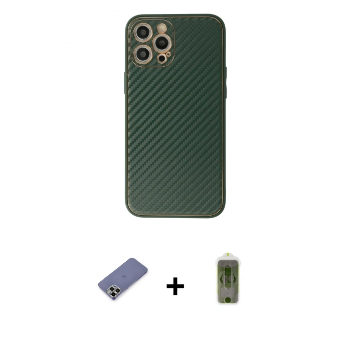 MARSİLYAN™- iPhone 12 Pro Max Kılıf Ahenk Işık - Siyah Joko Magic 5D Hayalet Cam + Metal Kamera Lens Koruma Cam - GD