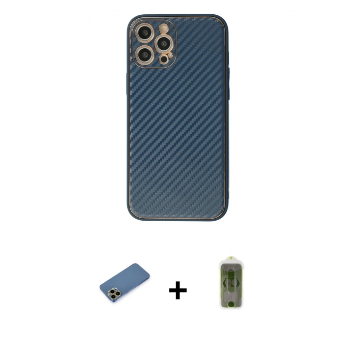 MARSİLYAN™- iPhone 12 Pro Max Kılıf Ahenk Işık - Siyah Joko Magic 5D Hayalet Cam + Shine Kamera Lens Koruma Cam - GD