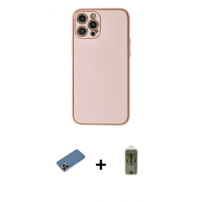 MARSİLYAN™- iPhone 12 Pro Max Kılıf Ahenk Işık - Siyah Joko Magic 5D Hayalet Cam + Shine Kamera Lens Koruma Cam - GD