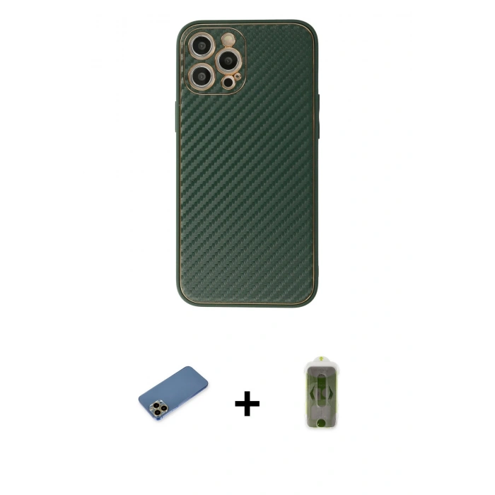 MARSİLYAN™- iPhone 12 Pro Max Kılıf Ahenk Işık - Siyah Joko Magic 5D Hayalet Cam + Shine Kamera Lens Koruma Cam - GD