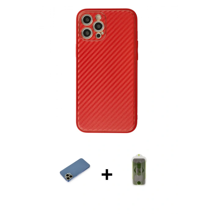 MARSİLYAN™- iPhone 12 Pro Max Kılıf Ahenk Işık - Siyah Joko Magic 5D Hayalet Cam + Shine Kamera Lens Koruma Cam - GD