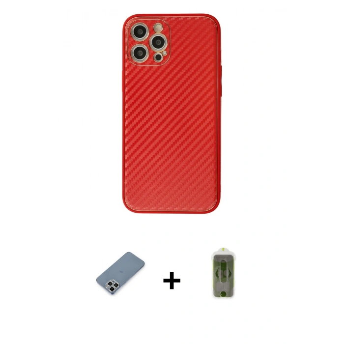 MARSİLYAN™- iPhone 12 Pro Max Kılıf Ahenk Işık - Siyah Joko Magic 5D Hayalet Cam + Gümüş Metal Kamera Lens Koruma Cam
