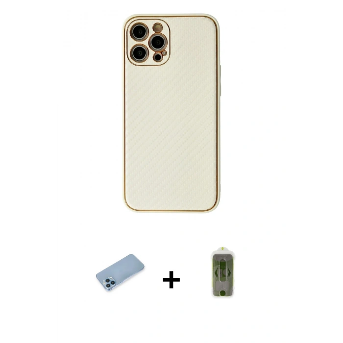 MARSİLYAN™- iPhone 12 Pro Max Kılıf Ahenk Işık - Siyah Joko Magic 5D Hayalet Cam + Shine Kamera Lens Koruma Cam - MI