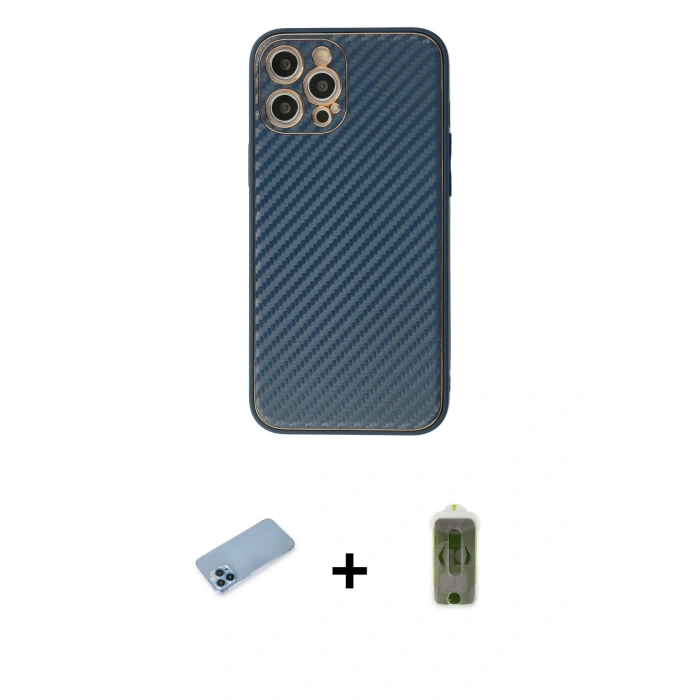 MARSİLYAN™- iPhone 12 Pro Max Kılıf Ahenk Işık - Siyah Joko Magic 5D Hayalet Cam + Shine Kamera Lens Koruma Cam - MI