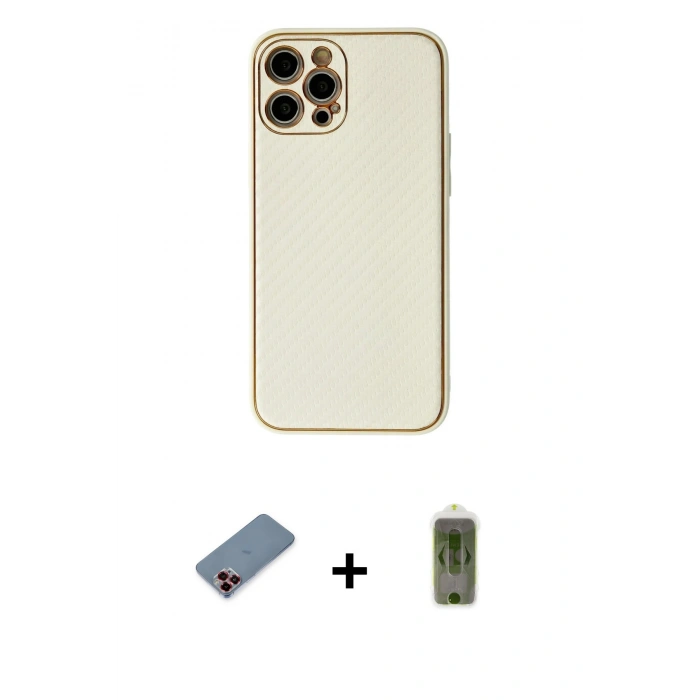 MARSİLYAN™- iPhone 12 Pro Max Kılıf Ahenk Işık - Siyah Joko Magic 5D Hayalet Cam + Metal Kamera Lens Koruma Cam - KI