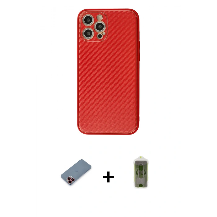 MARSİLYAN™- iPhone 12 Pro Max Kılıf Ahenk Işık - Siyah Joko Magic 5D Hayalet Cam + Metal Kamera Lens Koruma Cam - KI