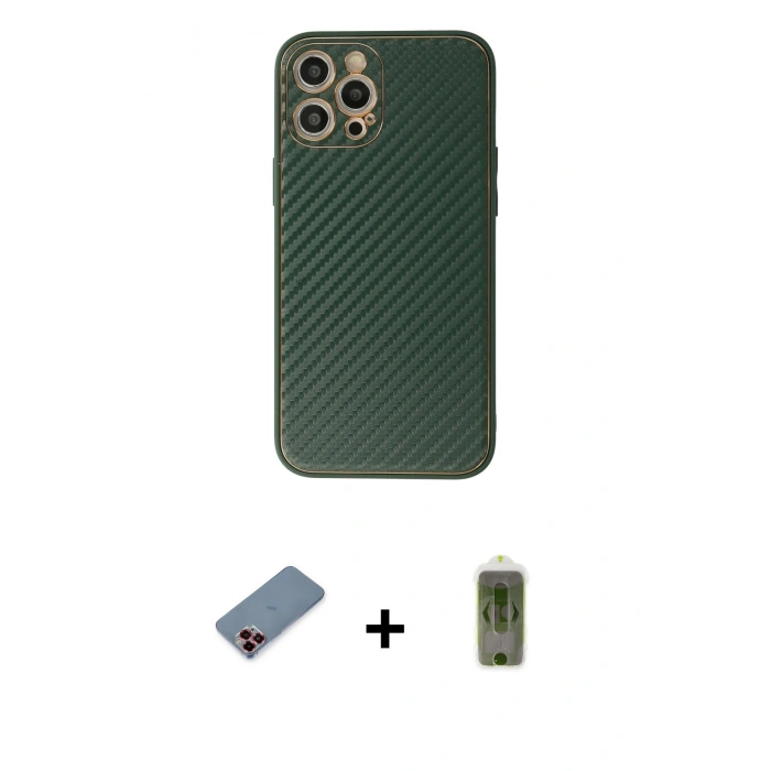 MARSİLYAN™- iPhone 12 Pro Max Kılıf Ahenk Işık - Siyah Joko Magic 5D Hayalet Cam + Metal Kamera Lens Koruma Cam - KI