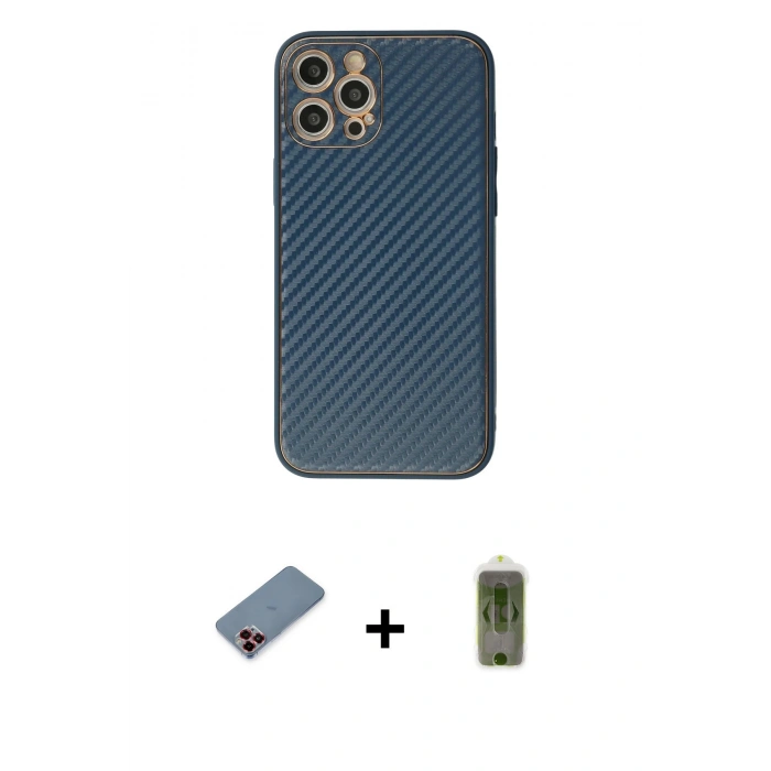 MARSİLYAN™- iPhone 12 Pro Max Kılıf Ahenk Işık - Siyah Joko Magic 5D Hayalet Cam + Metal Kamera Lens Koruma Cam - KI
