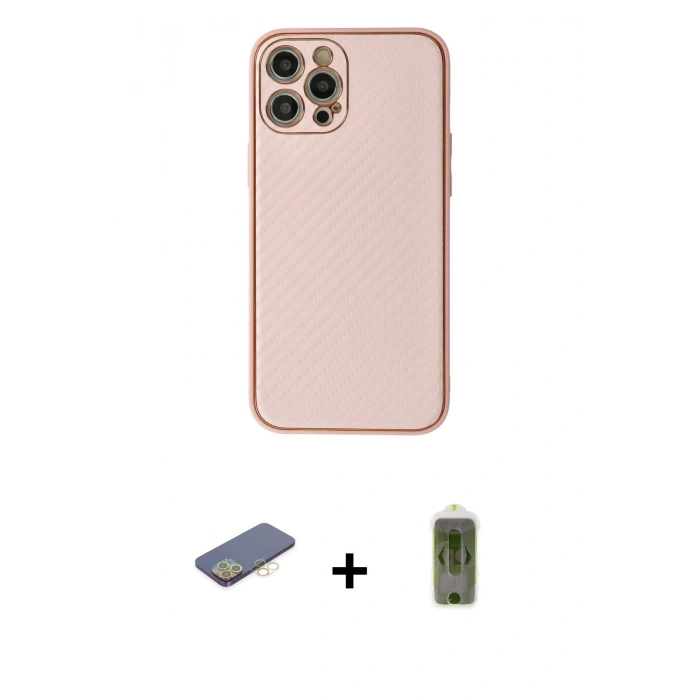 MARSİLYAN™- iPhone 12 Pro Max Kılıf Ahenk Işık - Siyah Joko Magic 5D Hayalet Cam + Renkli Kamera Lens Koruma Cam - SI