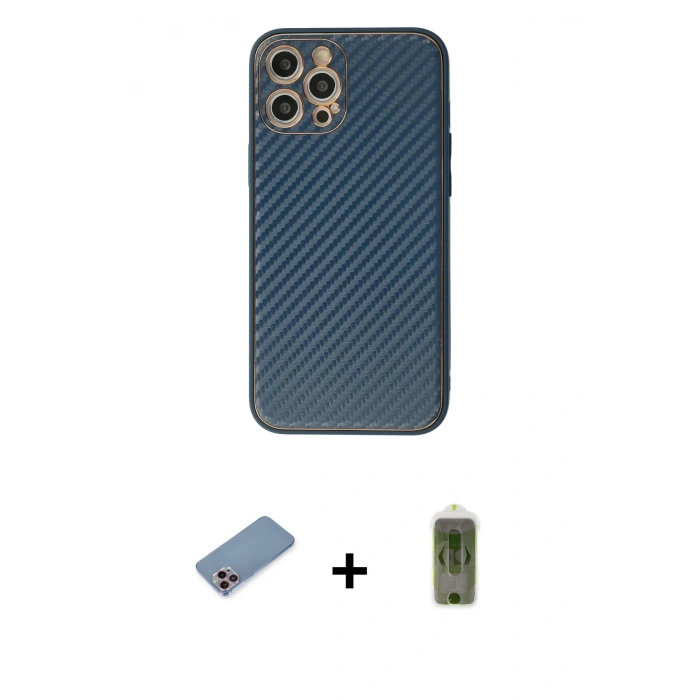 MARSİLYAN™- iPhone 12 Pro Max Kılıf Ahenk Işık - Siyah Joko Magic 5D Hayalet Cam + Shine Kamera Lens Koruma Cam - PE