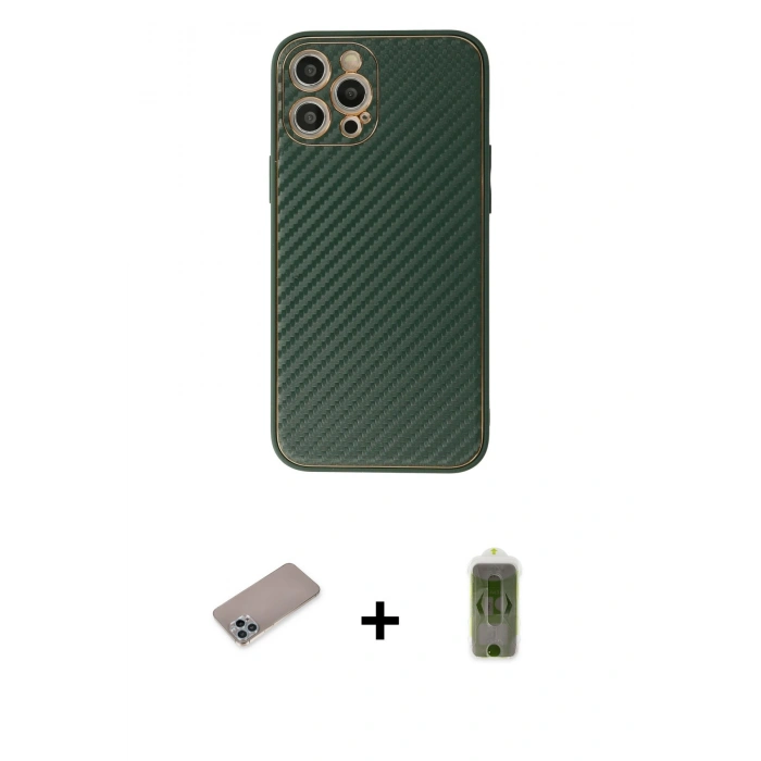 MARSİLYAN™- iPhone 12 Pro Max Kılıf Ahenk Işık - Siyah Joko Magic 5D Hayalet Cam + Shine Kamera Lens Koruma Cam - SABE