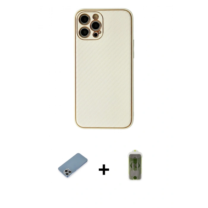 MARSİLYAN™- iPhone 12 Pro Max Kılıf Ahenk Işık - Siyah Joko Magic 5D Hayalet Cam + Shine Kamera Lens Koruma Cam - GI