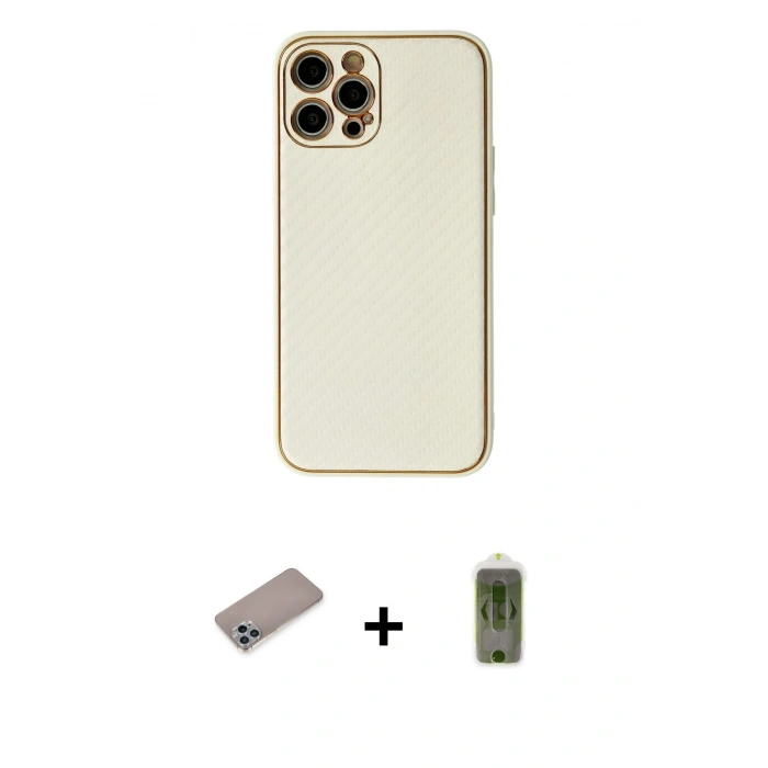 MARSİLYAN™- iPhone 12 Pro Max Kılıf Ahenk Işık - Siyah Joko Magic 5D Hayalet Cam + Shine Kamera Lens Koruma Cam - SABE