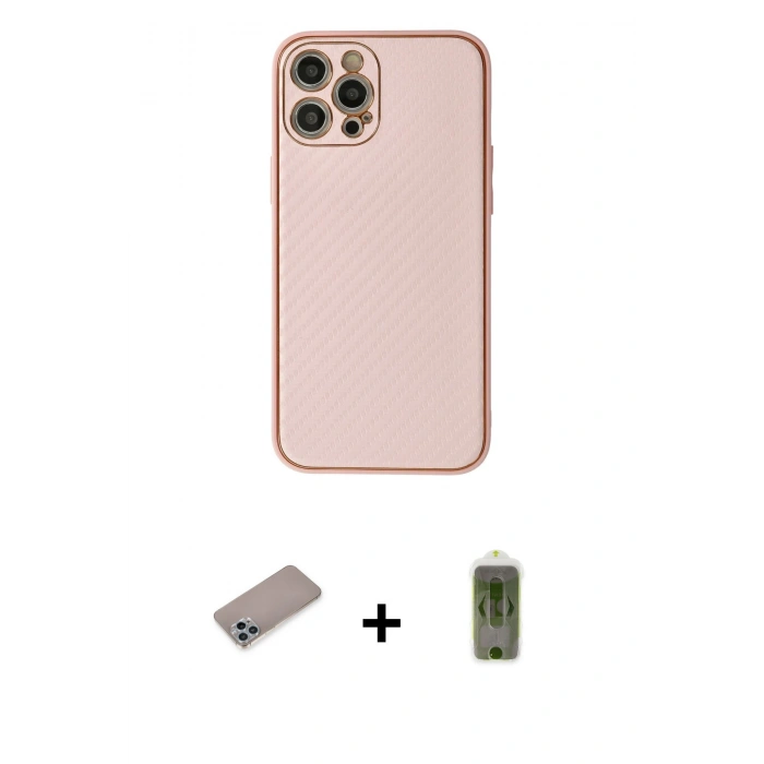 MARSİLYAN™- iPhone 12 Pro Max Kılıf Ahenk Işık - Siyah Joko Magic 5D Hayalet Cam + Shine Kamera Lens Koruma Cam - SABE
