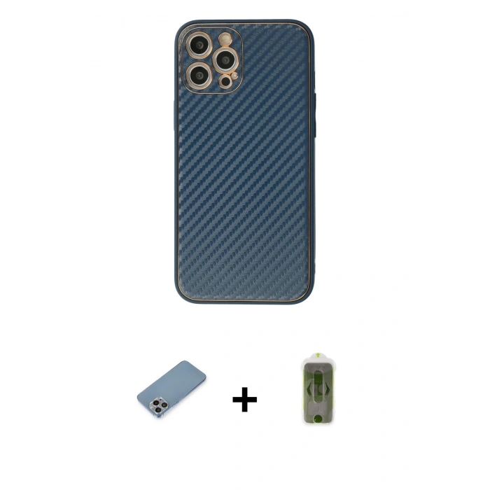 MARSİLYAN™- iPhone 12 Pro Max Kılıf Ahenk Işık - Siyah Joko Magic 5D Hayalet Cam + Shine Kamera Lens Koruma Cam - GI