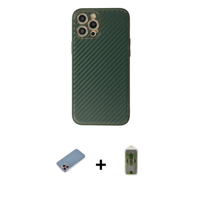MARSİLYAN™- iPhone 12 Pro Max Kılıf Ahenk Işık - Siyah Joko Magic 5D Hayalet Cam + Shine Kamera Lens Koruma Cam - PE
