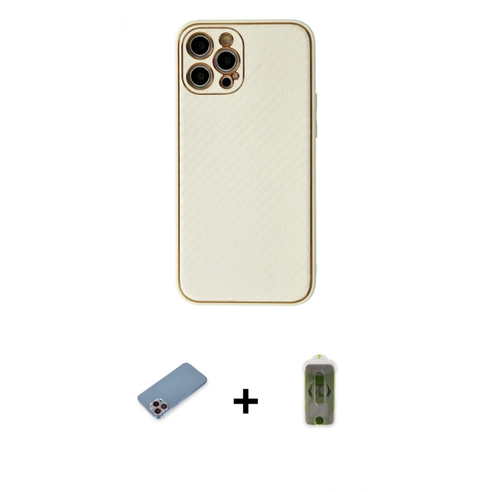 MARSİLYAN™- iPhone 12 Pro Max Kılıf Ahenk Işık - Siyah Joko Magic 5D Hayalet Cam + Shine Kamera Lens Koruma Cam - PE