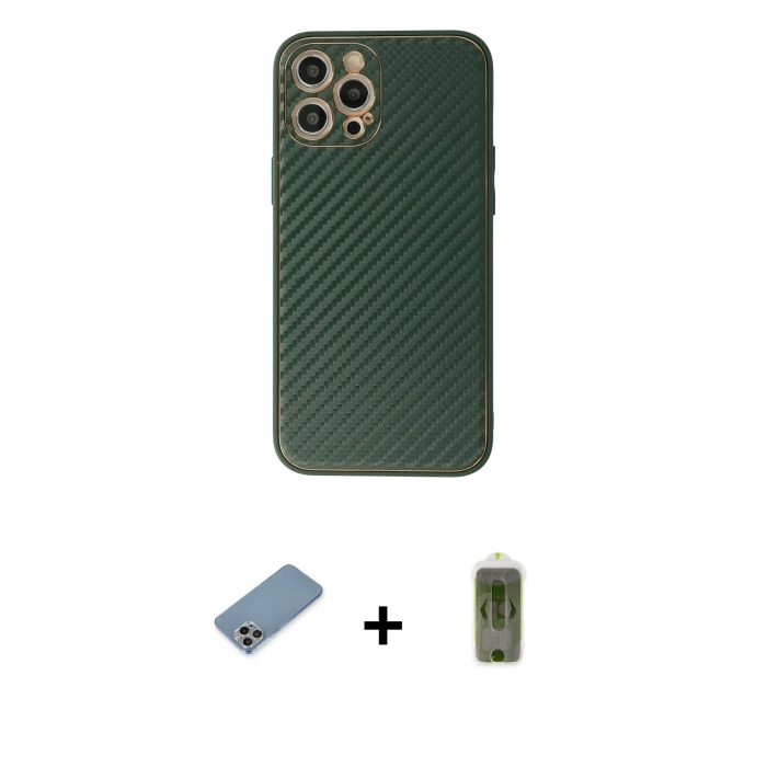 MARSİLYAN™- iPhone 12 Pro Max Kılıf Ahenk Işık - Siyah Joko Magic 5D Hayalet Cam + Shine Kamera Lens Koruma Cam - GI