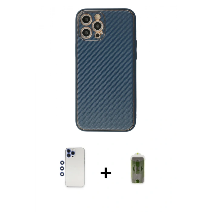 MARSİLYAN™- iPhone 12 Pro Max Kılıf Ahenk Işık - Siyah Joko Magic 5D Hayalet Cam + Shine Kamera Lens - LT