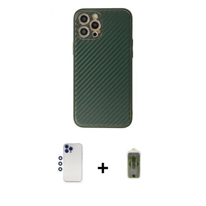 MARSİLYAN™- iPhone 12 Pro Max Kılıf Ahenk Işık - Siyah Joko Magic 5D Hayalet Cam + Shine Kamera Lens - LT