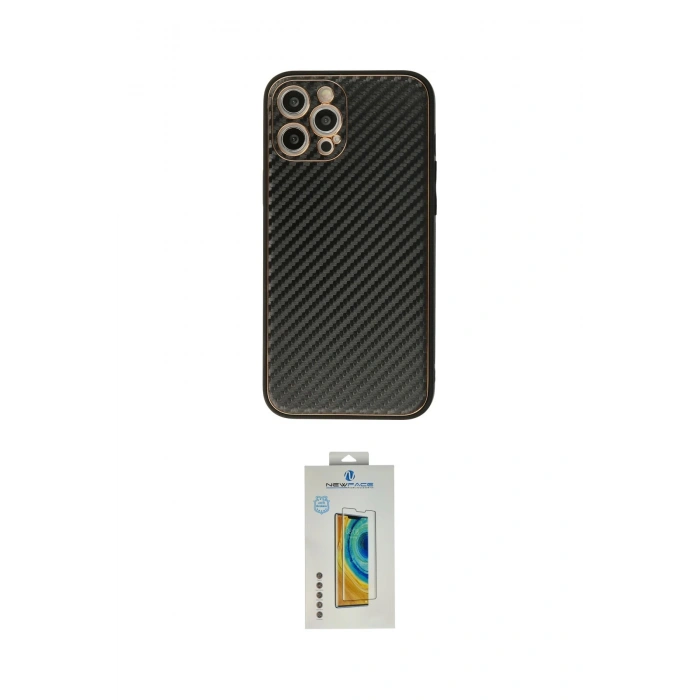 MARSİLYAN™- iPhone 12 Pro Max Kılıf Ahenk Işık - Siyah Polymer Nano Ekran Koruyucu