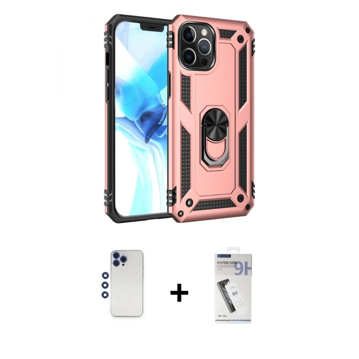 MARSİLYAN™- iPhone 12 Pro Max Kılıf Ahenk Klasik Koleksiyonu - Şeffaf Uv Polymer Nano Ekran Koruyucu + Shine Kamera Lens - LT